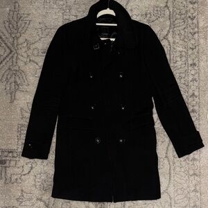 Zara Men's Elegant Black Pea Coat
